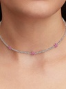 Pink Flower Tennis Necklace - 2