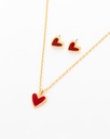 Set Cadena + Aretes Corazón Rojo - 2