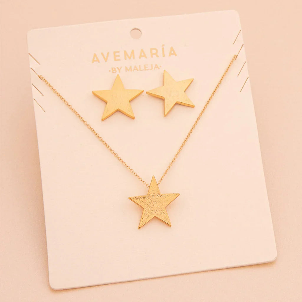 Set Cadena + Aretes Estrella - 2