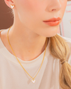 Set Collar + Aretes Corazón Rosa Pálido - 2