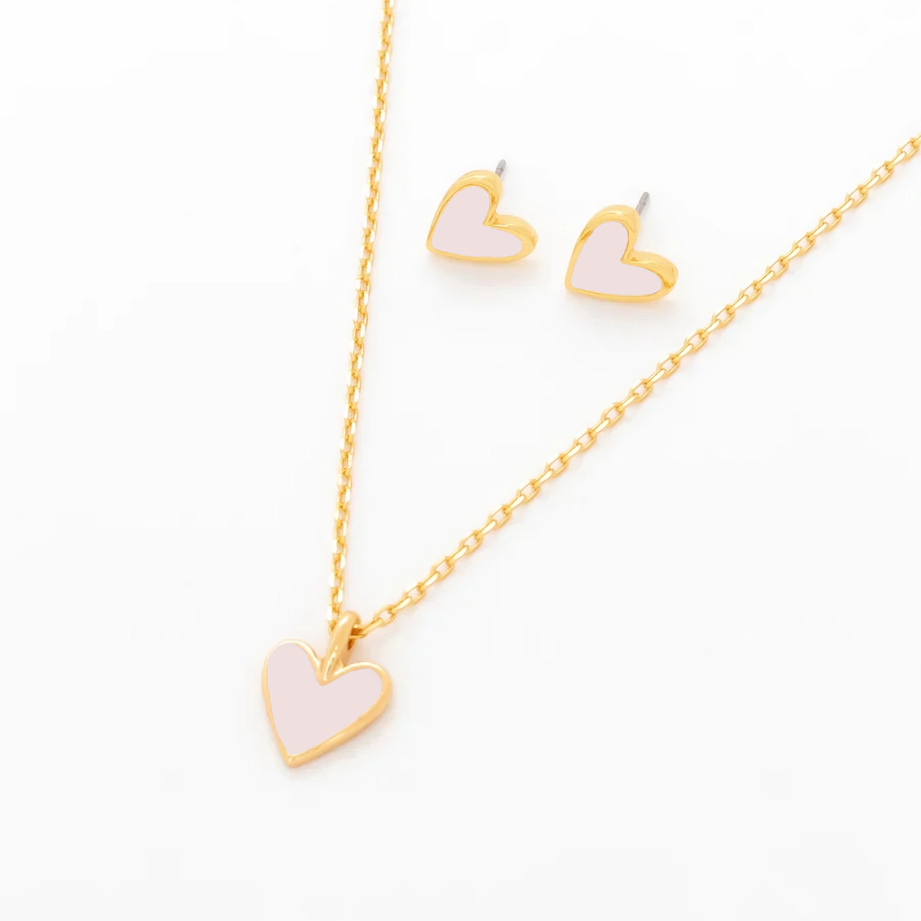 Set Collar + Aretes Corazón Rosa Pálido - 3
