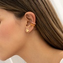 Set De Aretes + Earcuff Corazones Rosa y Naranja - 3