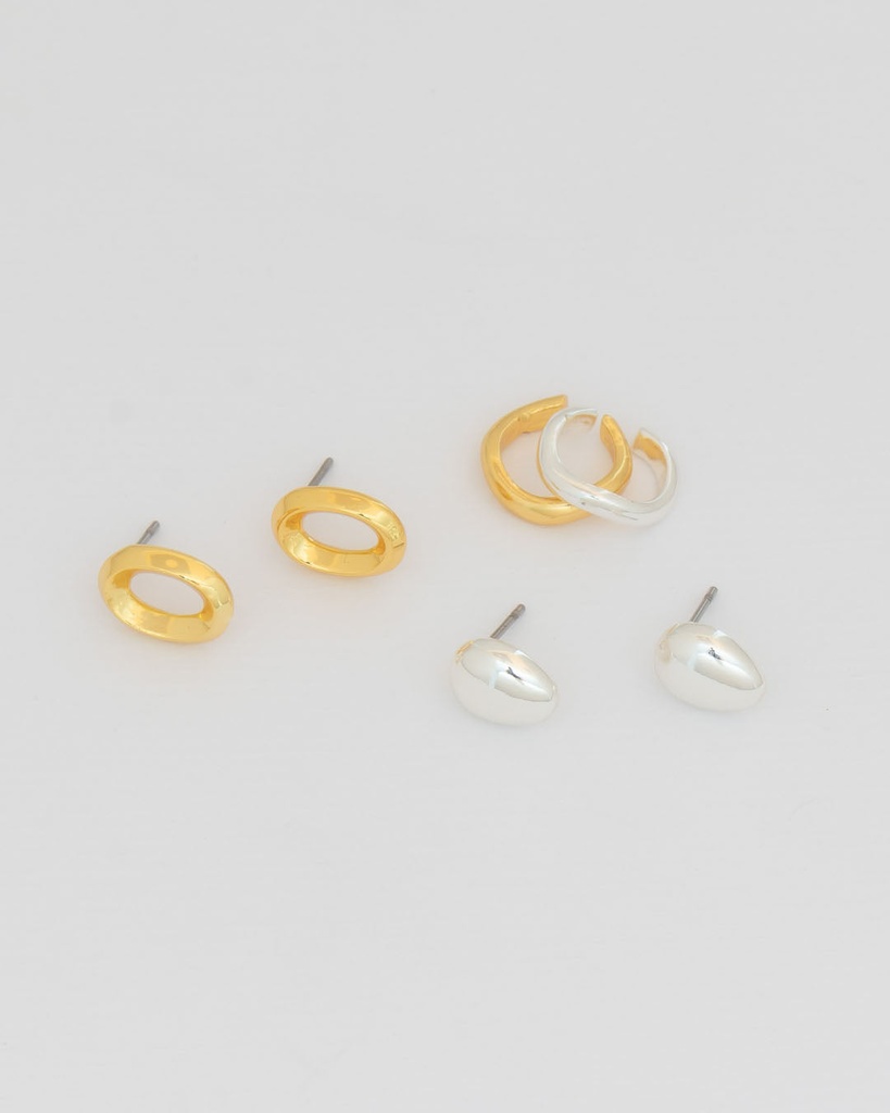 Set x 4 Aretes Ovalo Mix Metales - 2