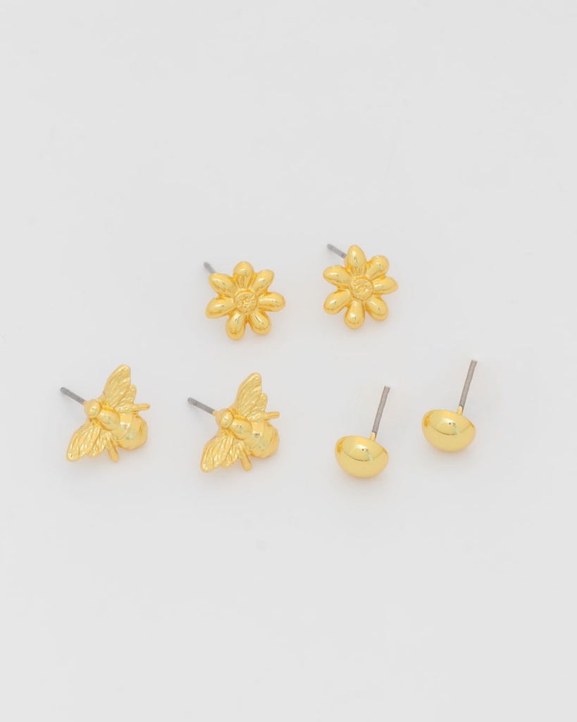 Set x3 Aretes Flor y Abeja - 2