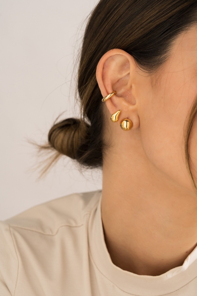 Set x3 Aretes Gotas y Bolas Oro - 2