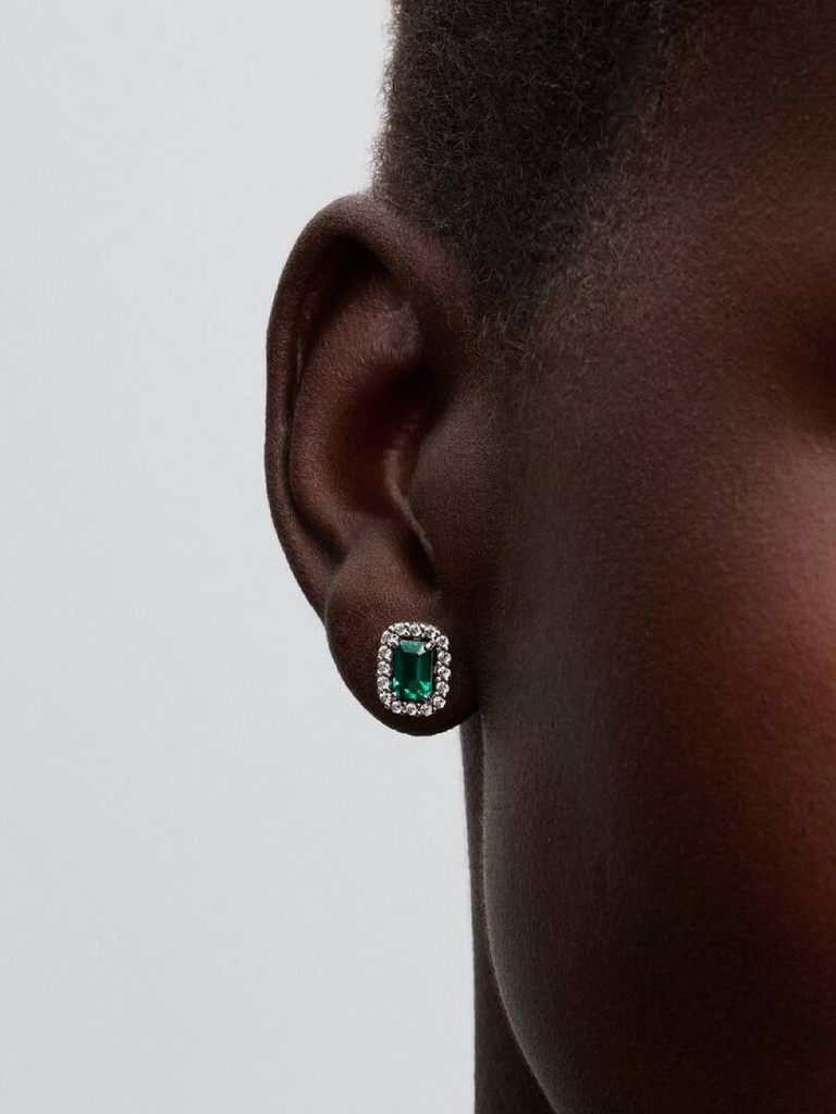 Sparkling Green Rectangular Stud - 2