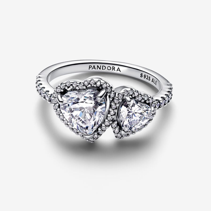 Sparkling Halo Hearts Ring 56 - 2