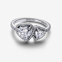 Sparkling Halo Hearts Ring 58 - 2