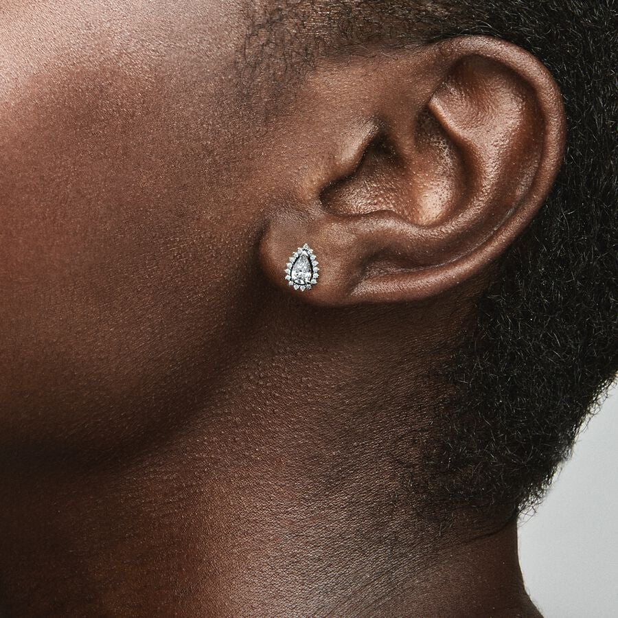 Sparkling Pear Halo Stud - 2
