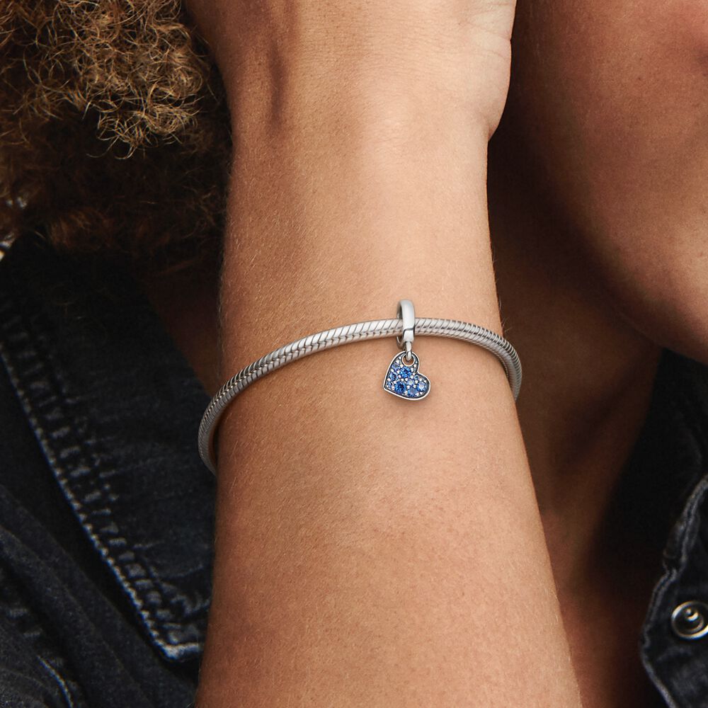Stellar Blue Pavé Tilted Heart - 2