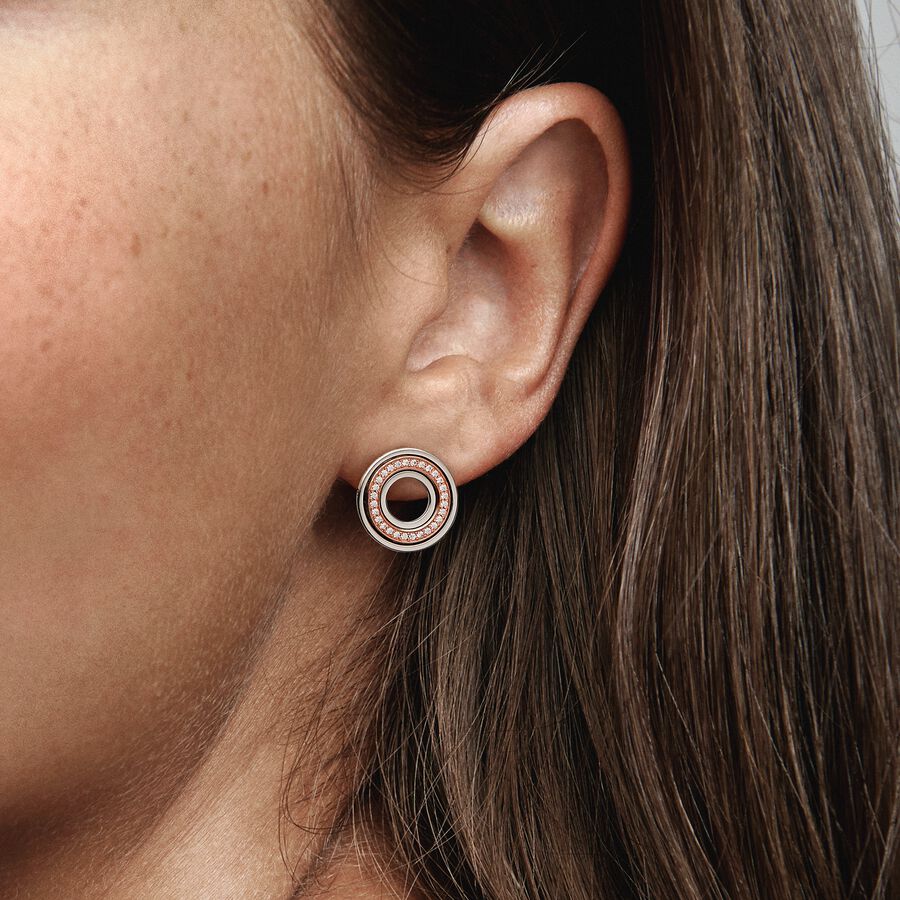 Two tone Logo & Pavé Stud - 2