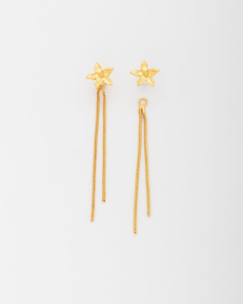 Aretes 2 en 1 Flor Cadena - 2