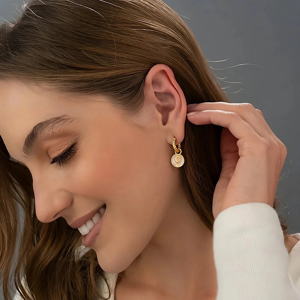 Aretes 2 en 1 Virgen Gold - 2