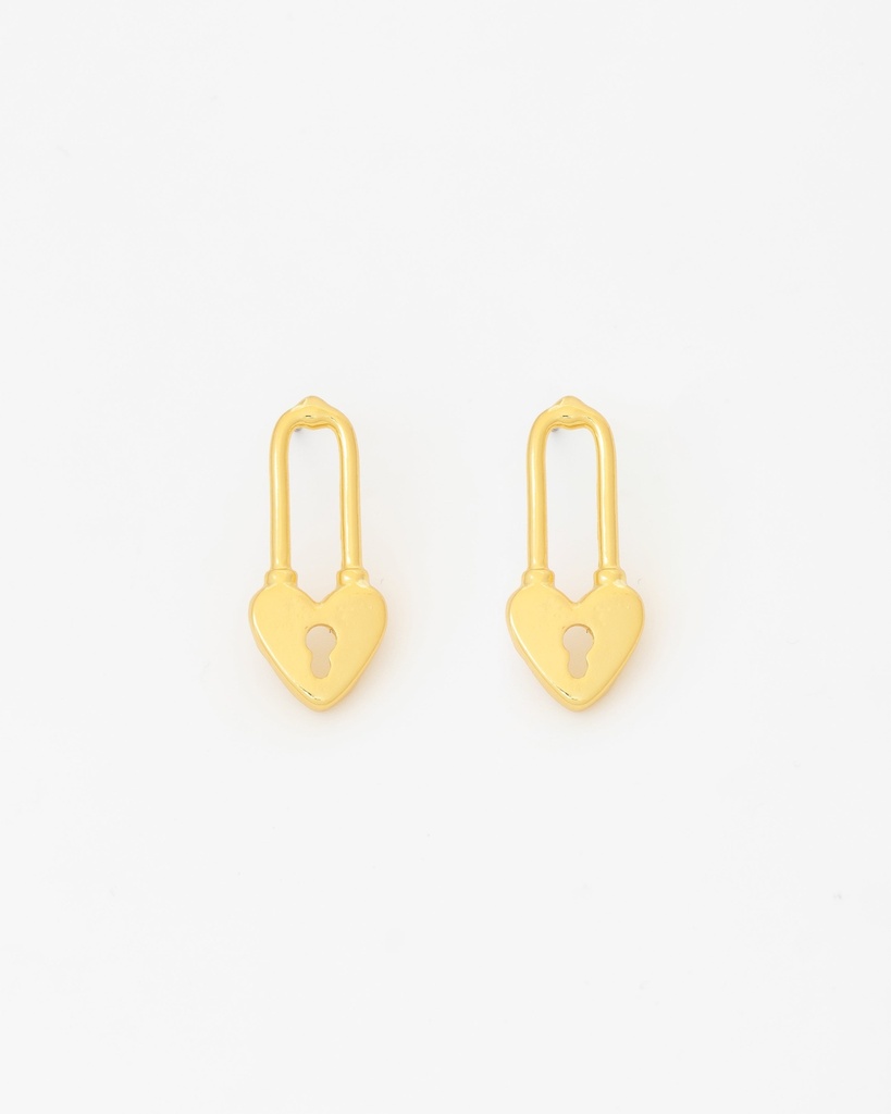 Aretes Candado Corazón Gold - 2