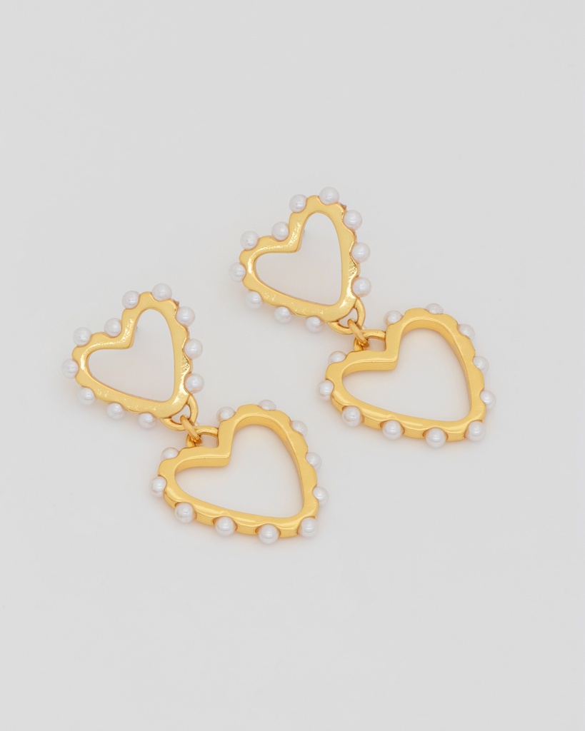 Aretes Corazón Perla Oro - 3