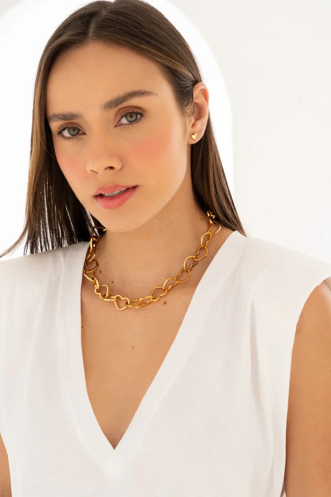 Choker Cadena Corazón + Aretes - 2