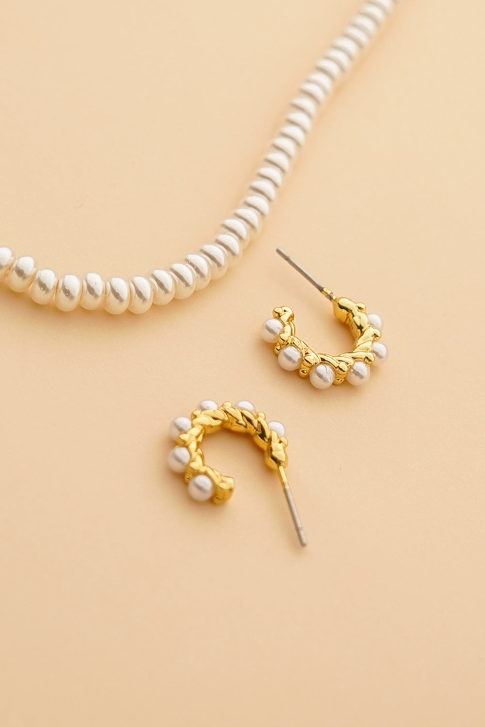Collar + Argollas Perlas - 3