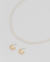 Collar + Argollas Perlas - 4