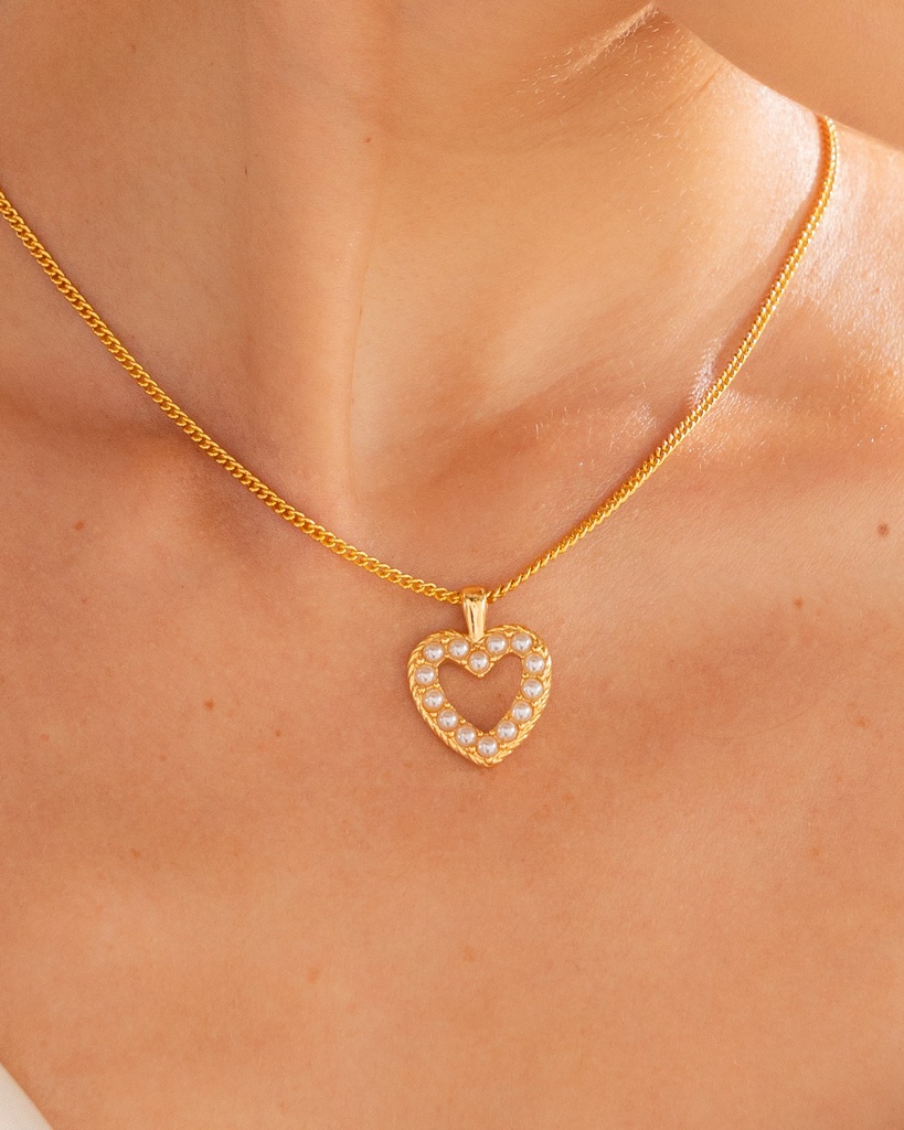 Collar Corazón Multiperlas + Aretes Perla - 2
