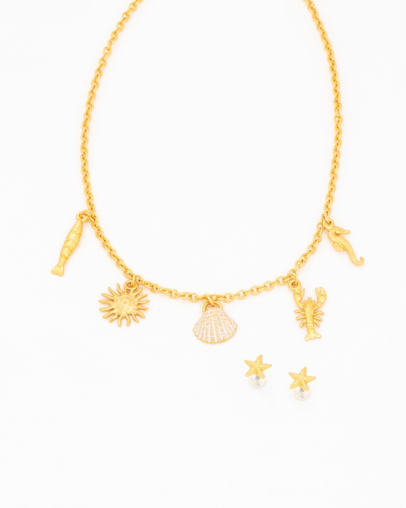 Collar Multicharms Verano + Aretes - 2