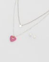 Collar x 2 Layering Corazón Estrella Plata + Aretes - 2