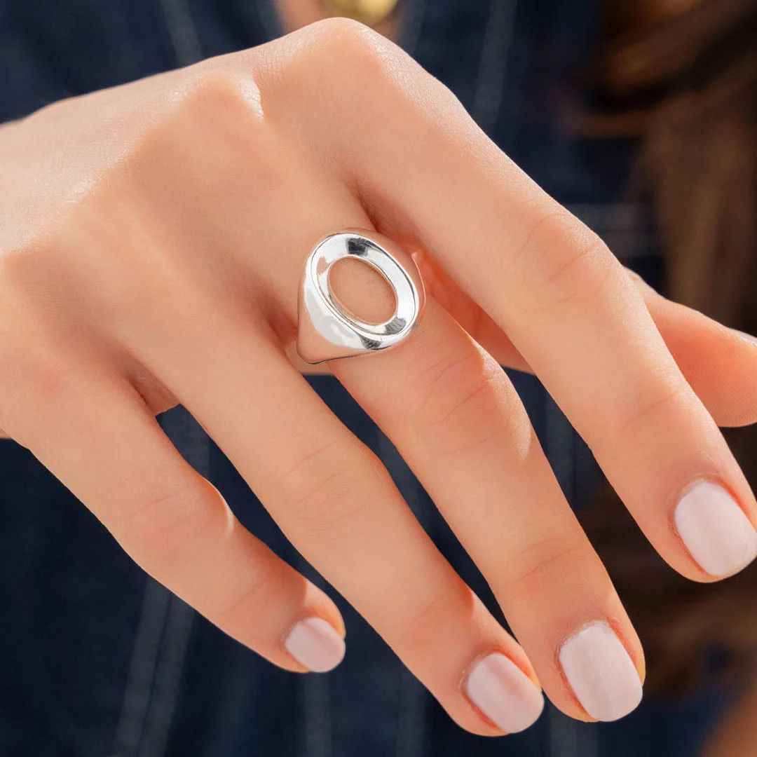 [62147] Anillo Ovalo Plata Talla 7