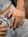 Set x2 Anillos Silueta Amorfa Plateado