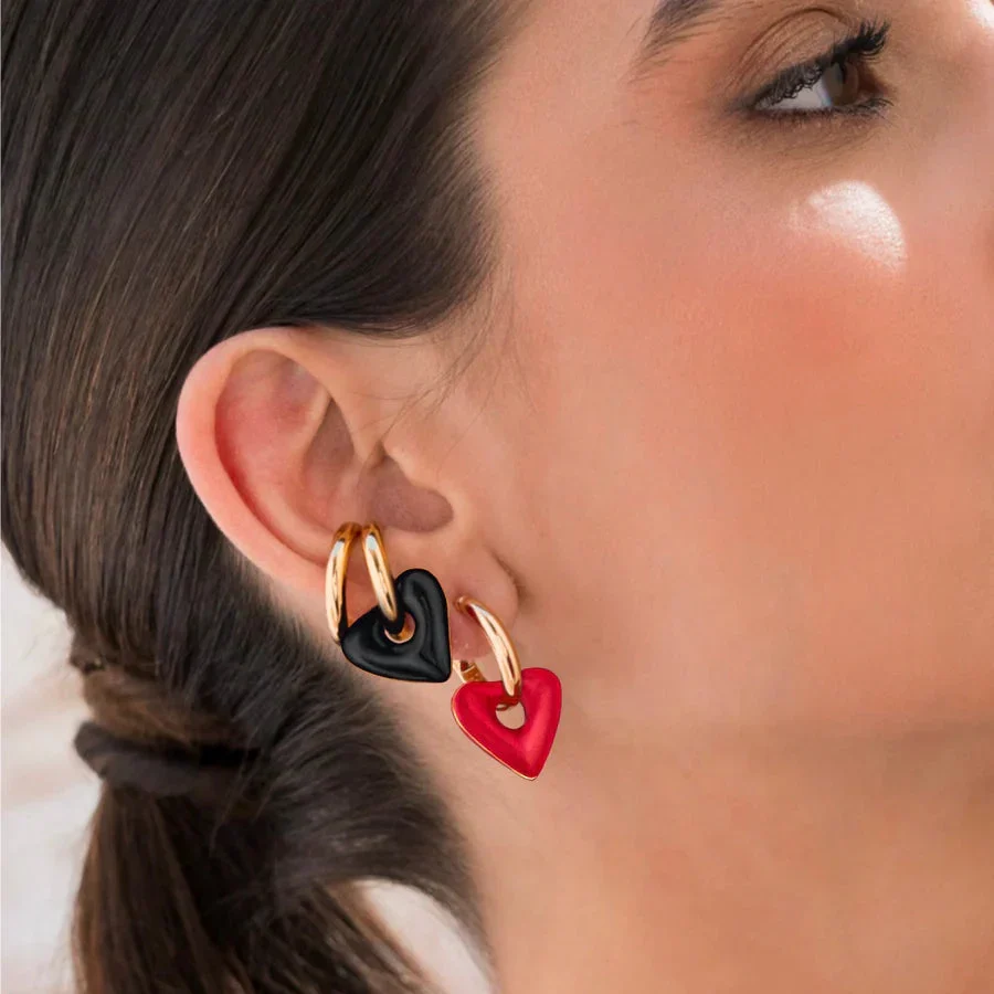 [1208] Set Argollas + 2 Earcuff Maxi Corazón
