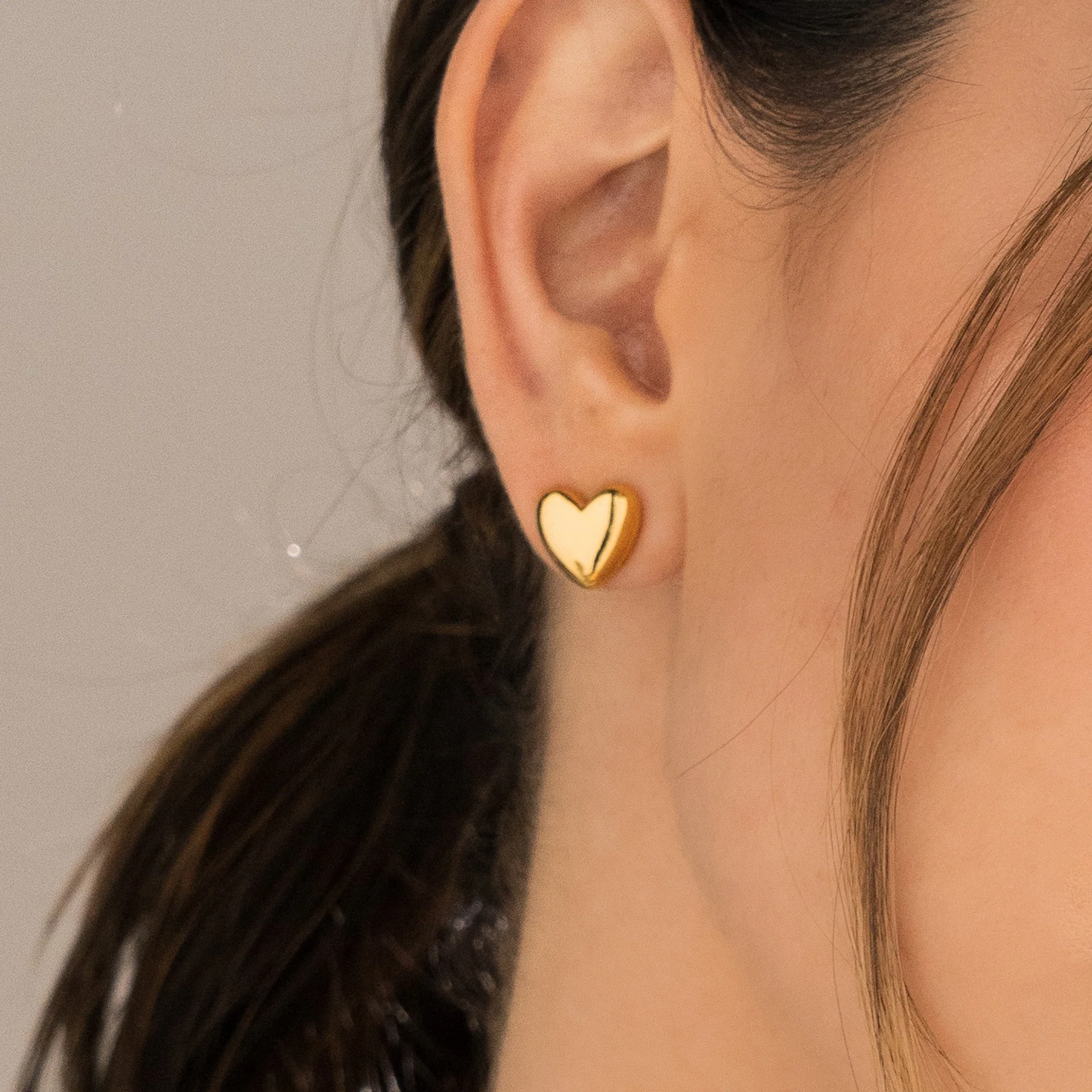 [22189] Aretes Corazon Mini Chunky Oro