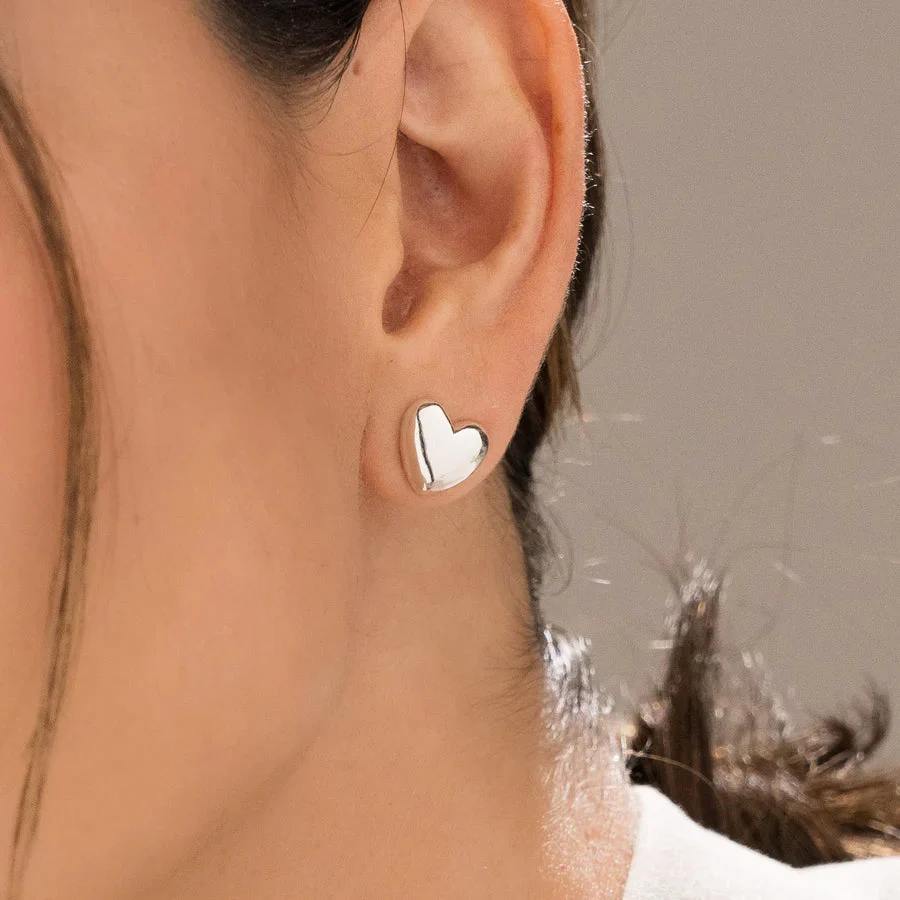 Aretes Corazon Mini Chunky Plata