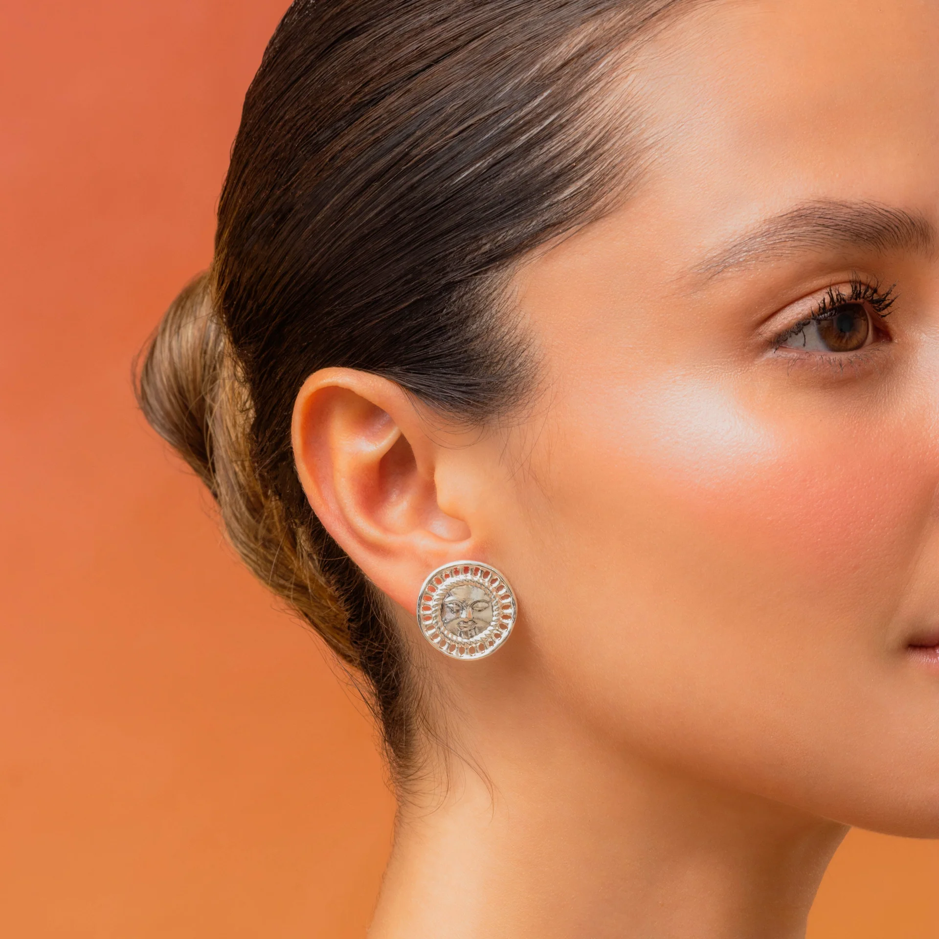 [22350] Aretes Maxi Cara Plata