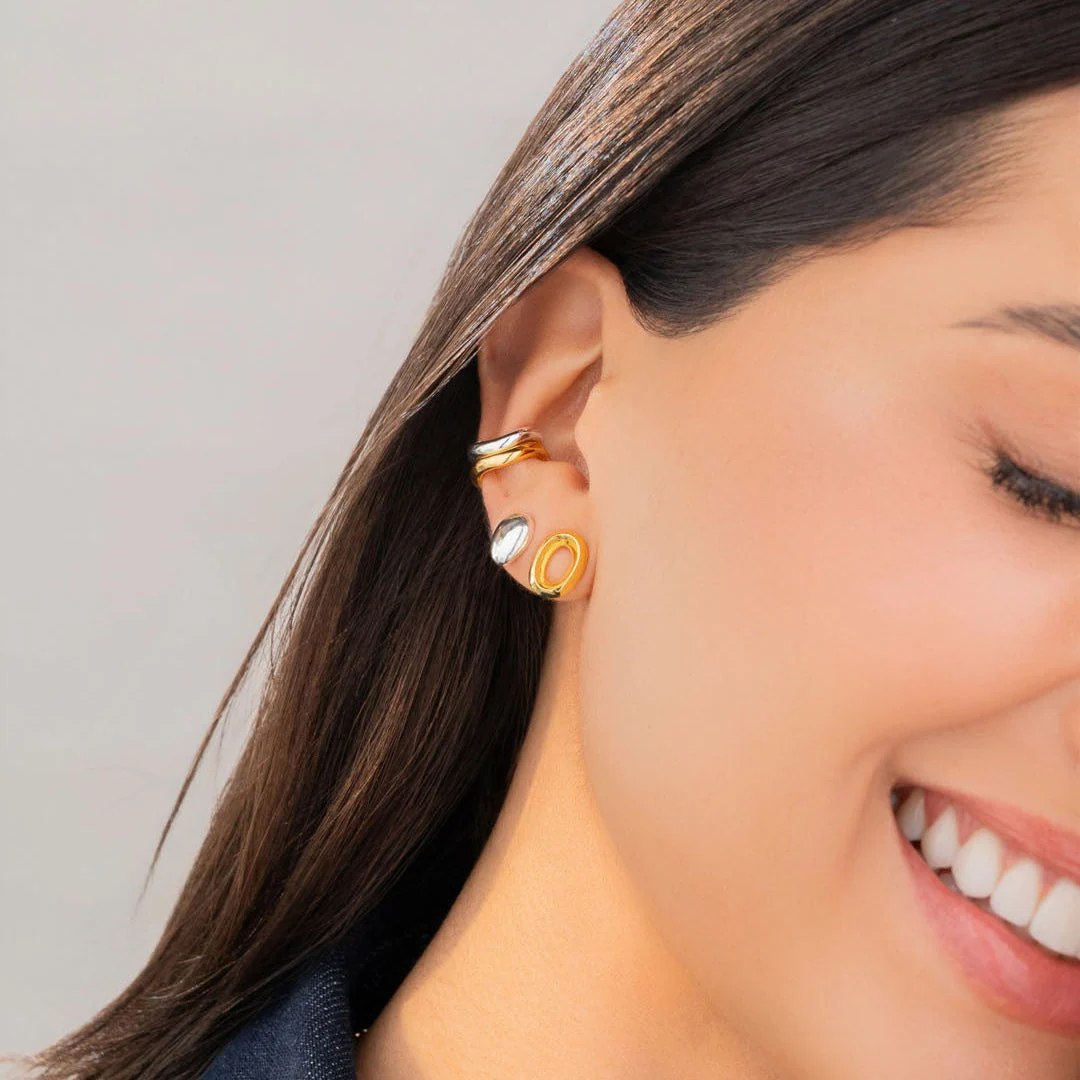 Set x 4 Aretes Ovalo Mix Metales