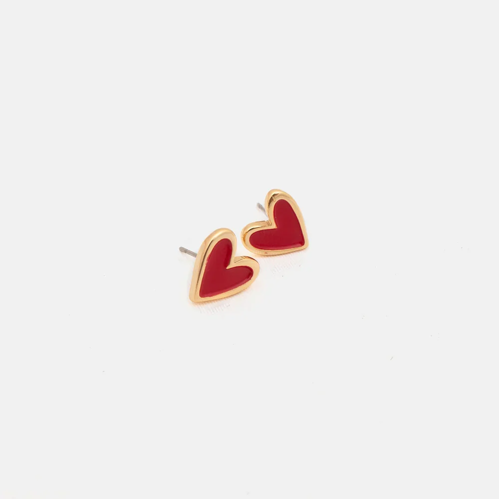 [24159] Aretes Corazon Rojo