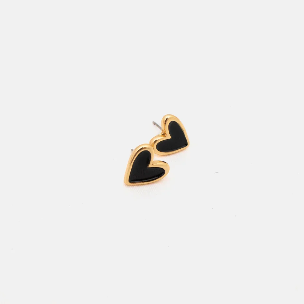 [24160] Aretes Corazon Negro