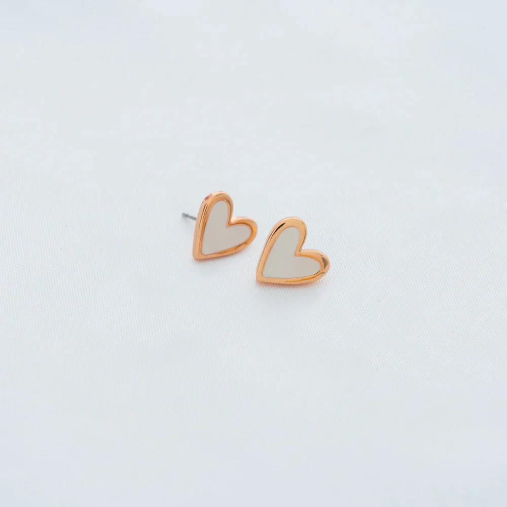 [24162] Aretes Corazon Blanco