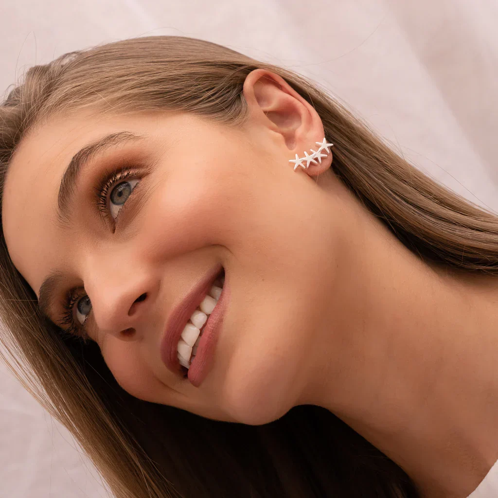 [24173] Aretes Multi Estrellas Plateado