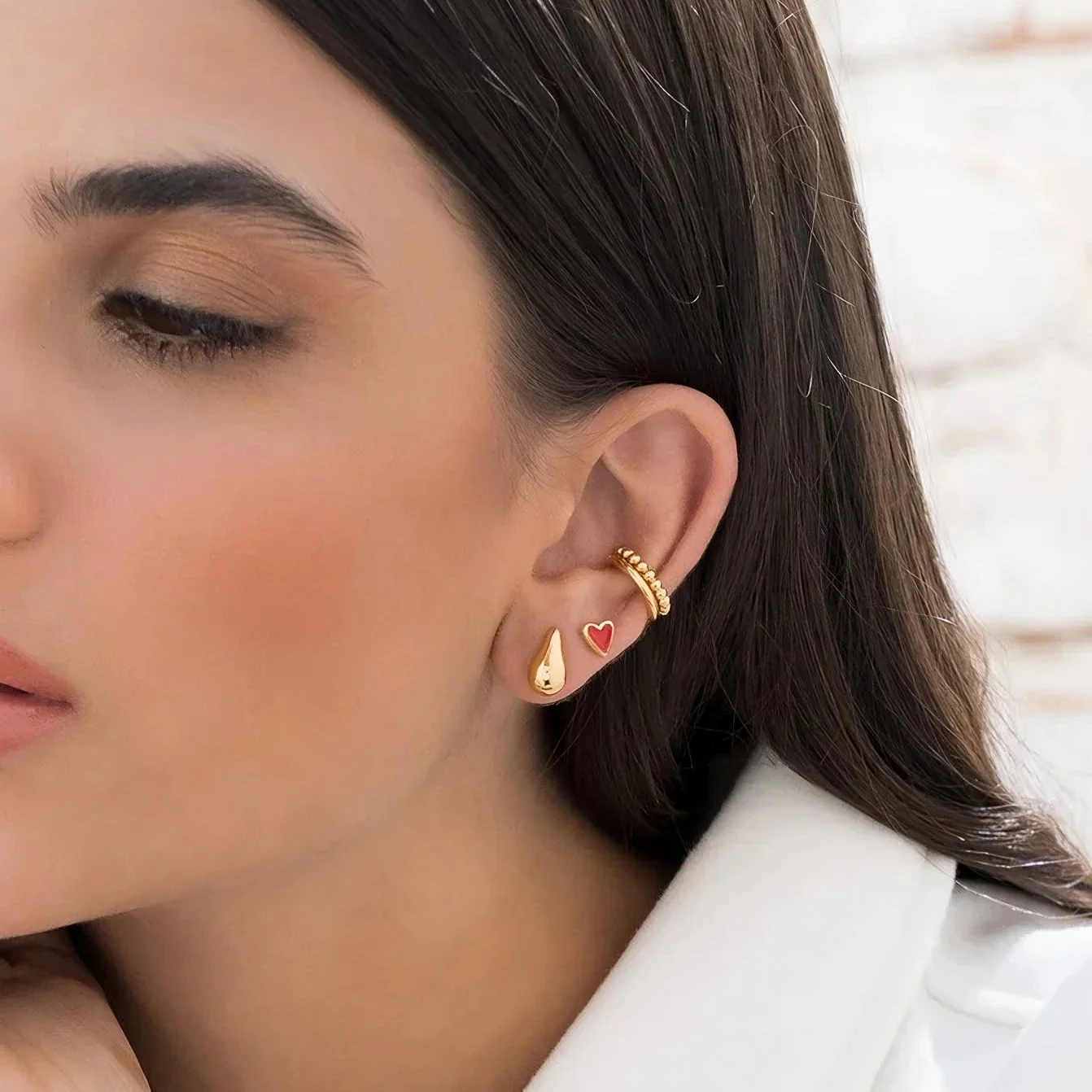 [71302] Set X4 Aretes Mini Gota Y Corazón