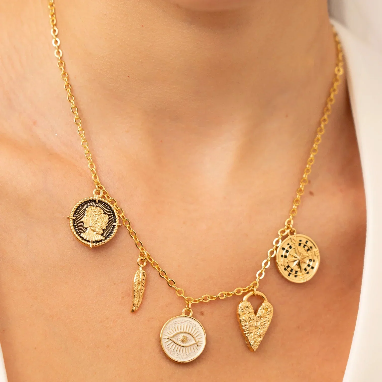[1158] Collar Multicharms Intuicion + Aretes
