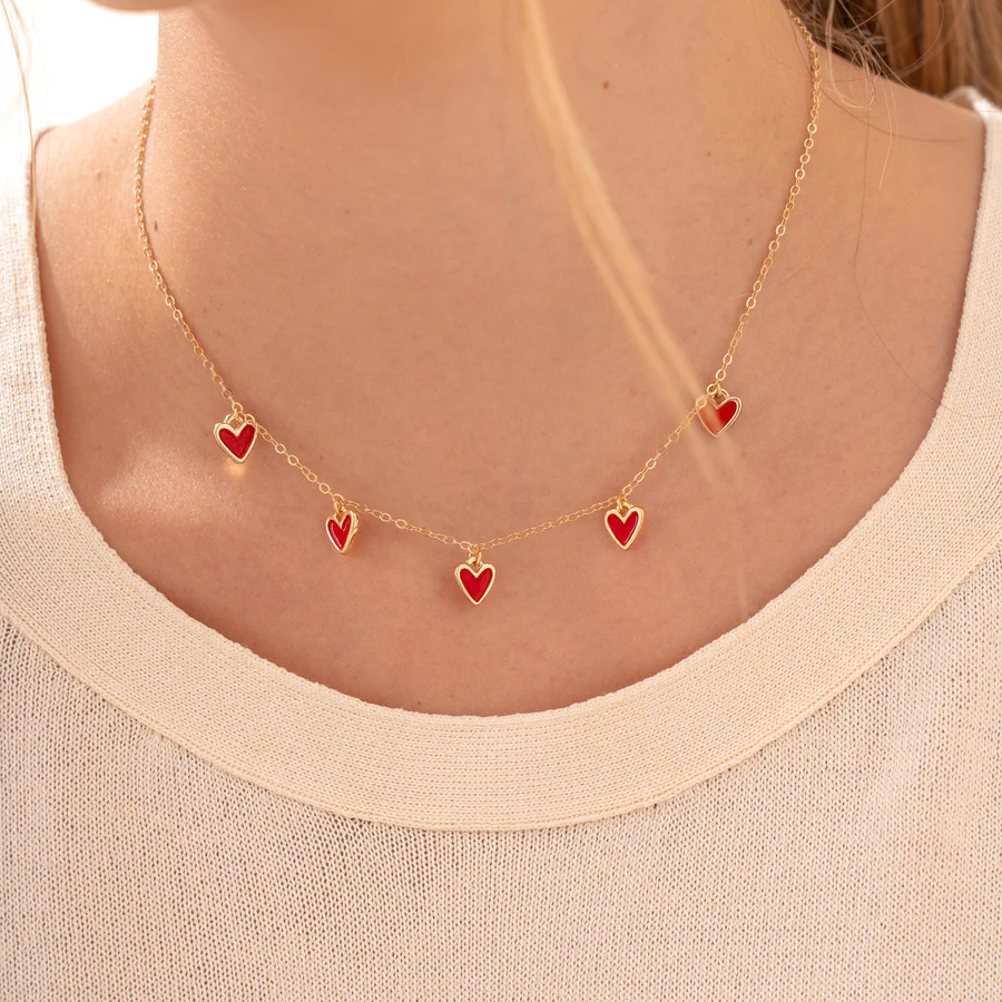 [1258] Cadenas Multi Corazones Rojos