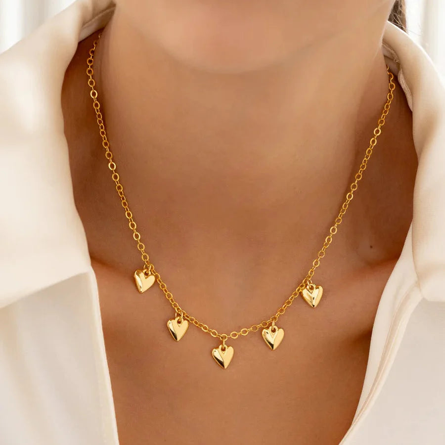 [1388] Collar multicorazon Oro + aretes