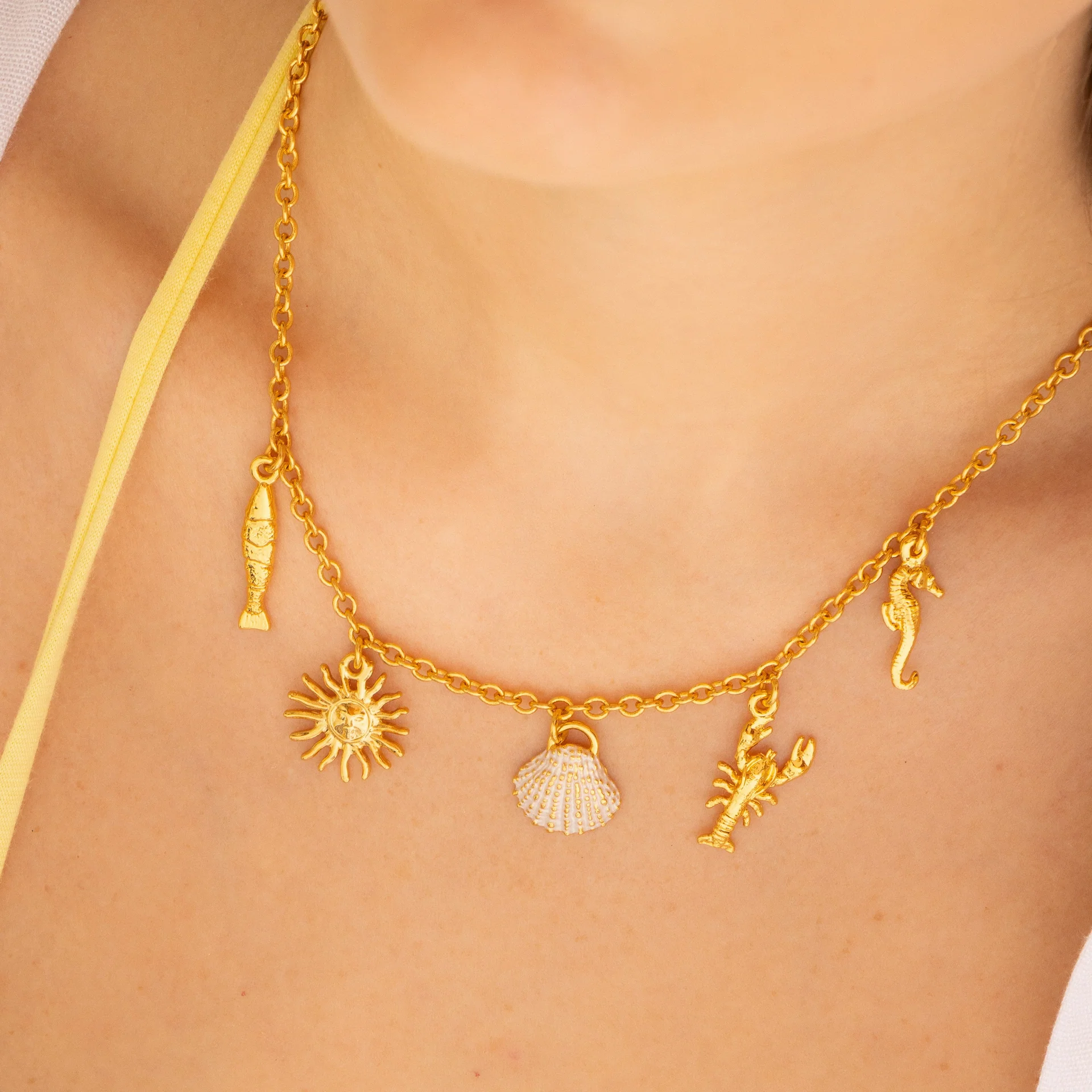 [1466] Collar Multicharms Verano + Aretes
