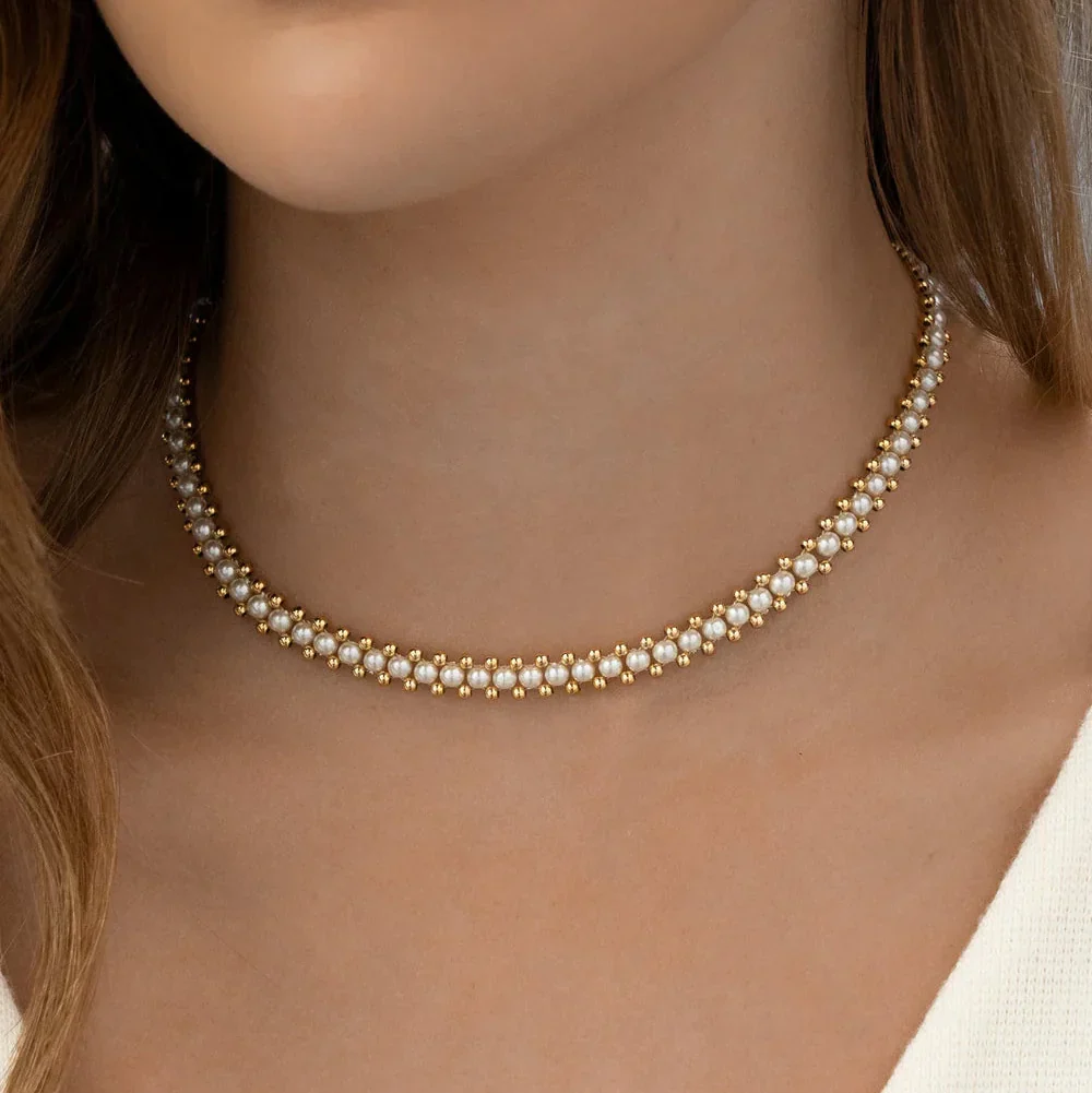 [321158] Choker Tejido De Perlas