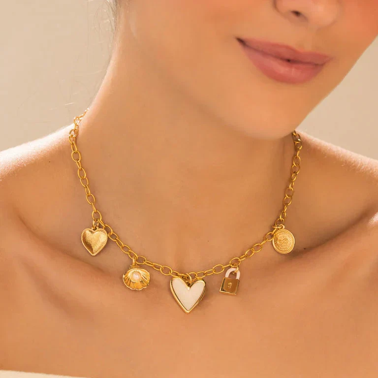[321244] Collar Multicharms + Aretes
