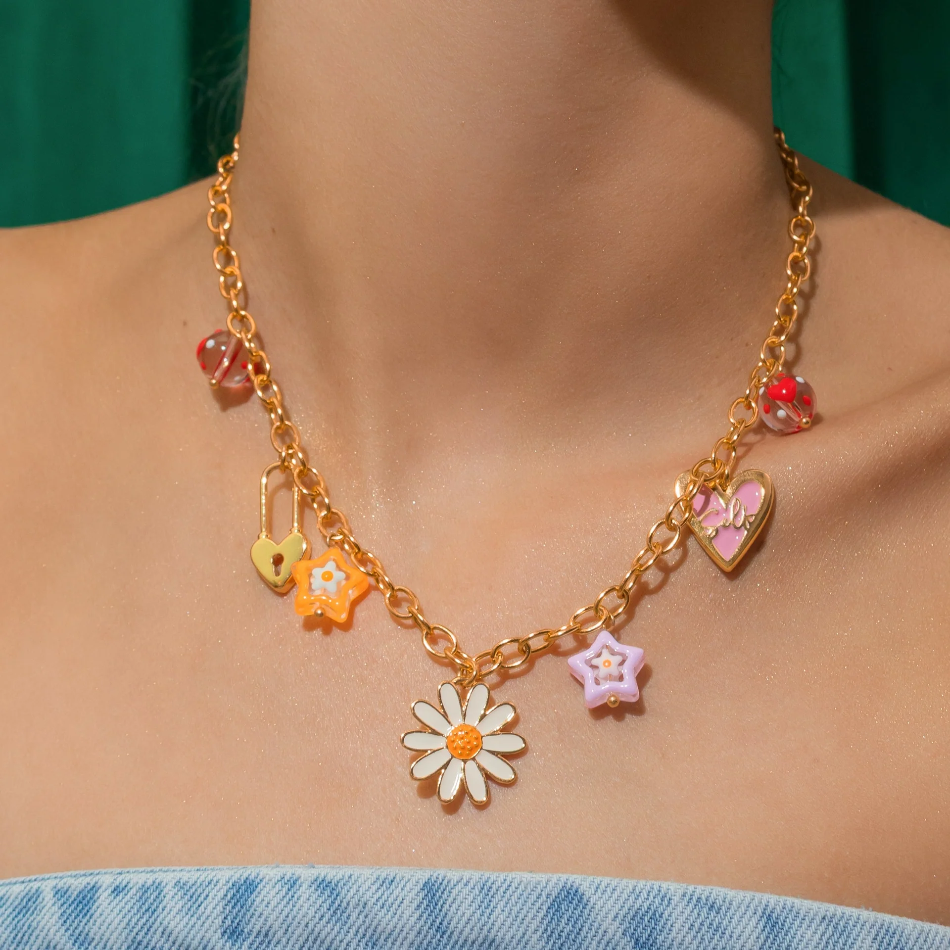 [321376] Collar Multicharms Margarita + Aretes
