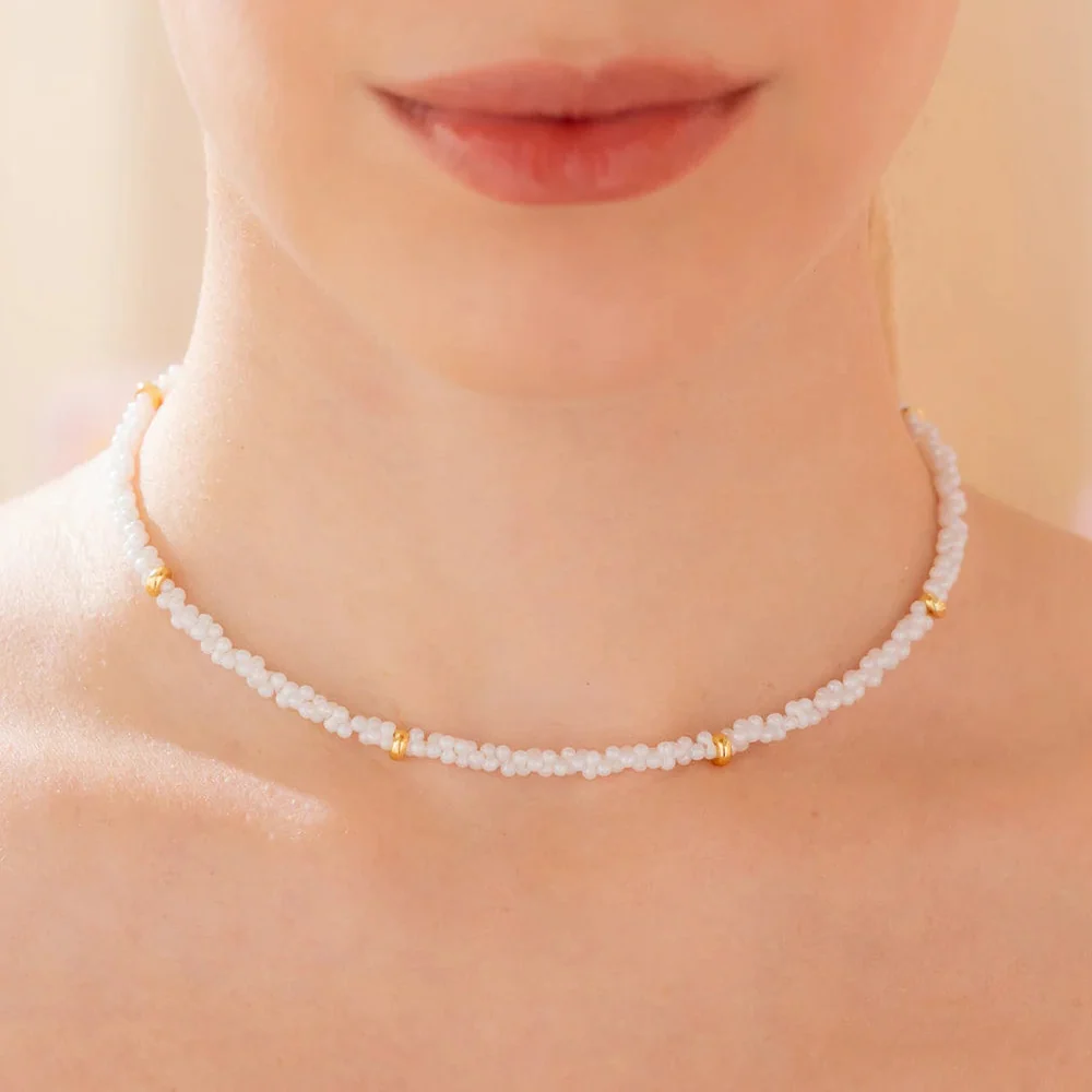 Collar Mini Perla Amorfa + Aretes