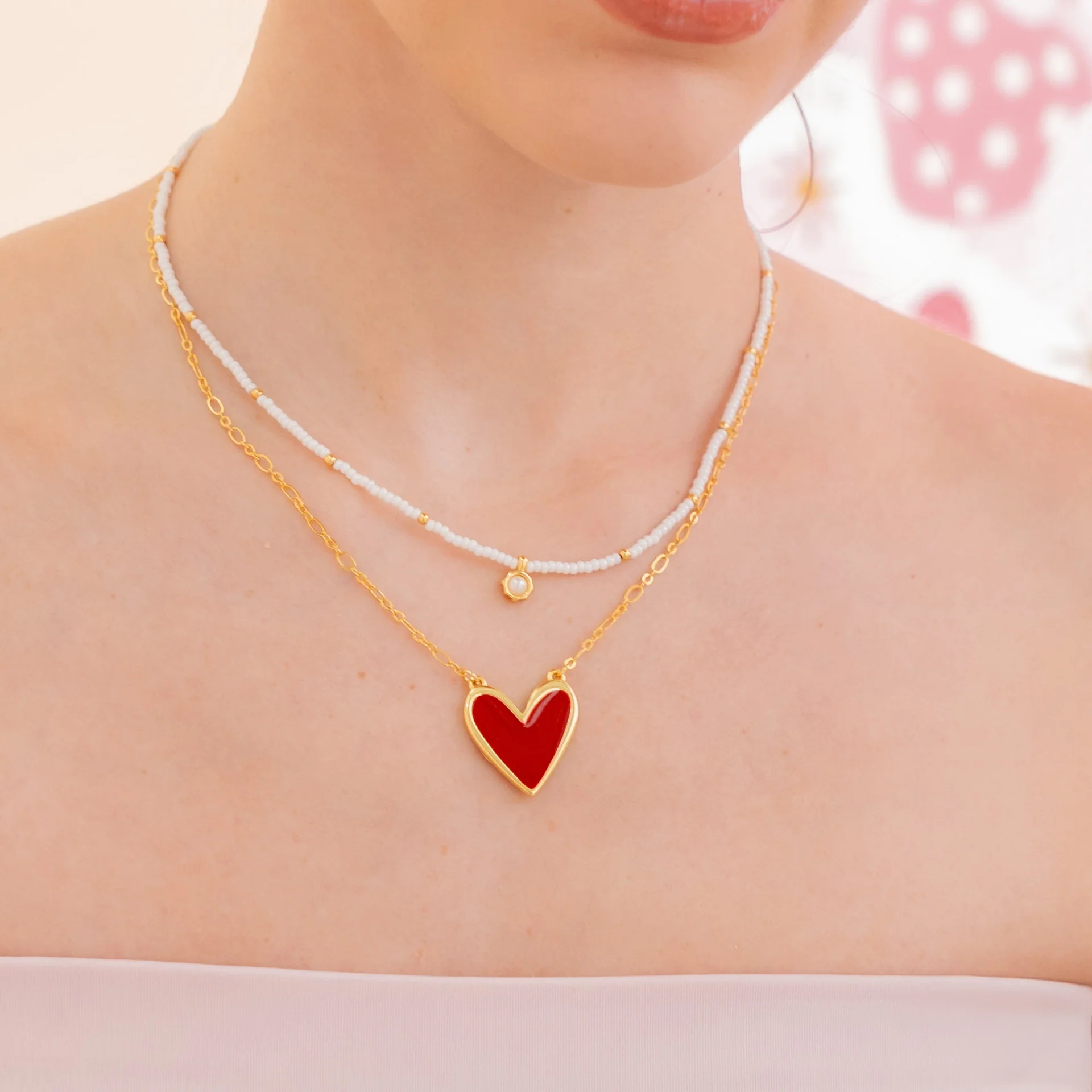 [321459] Collar x 2 Layering Corazón