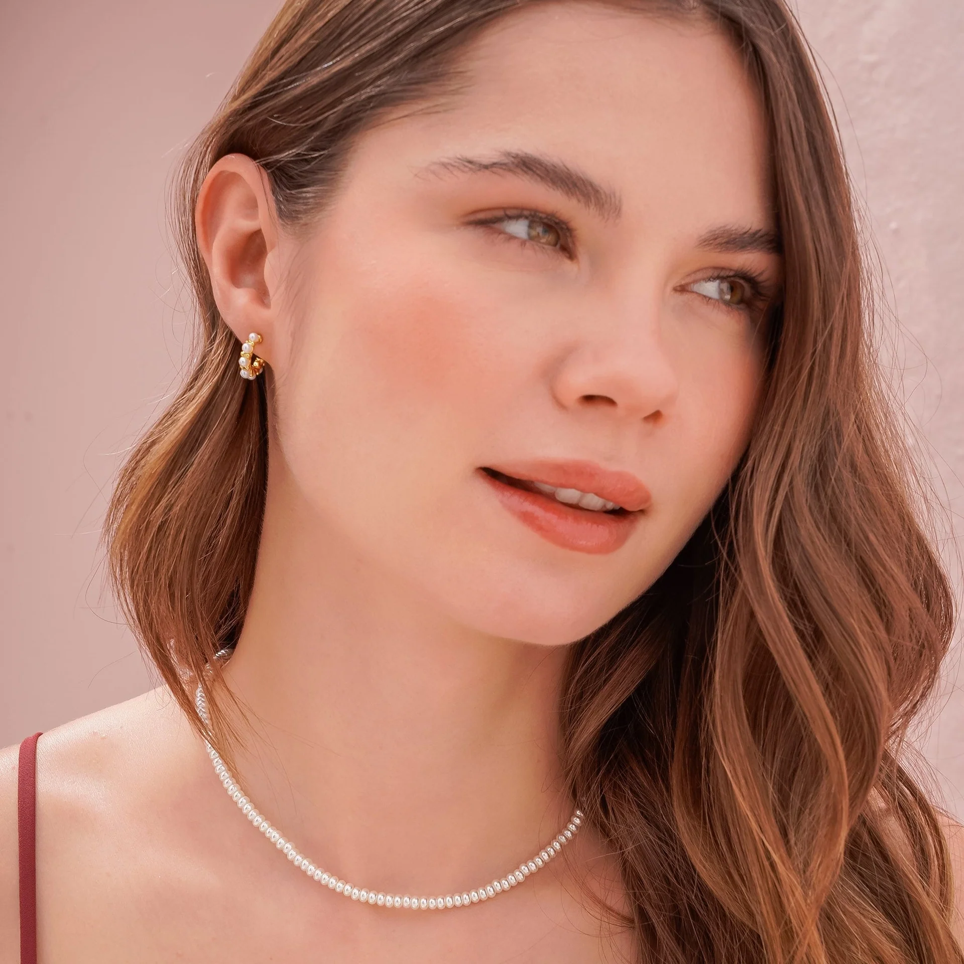 [321526] Collar + Argollas Perlas