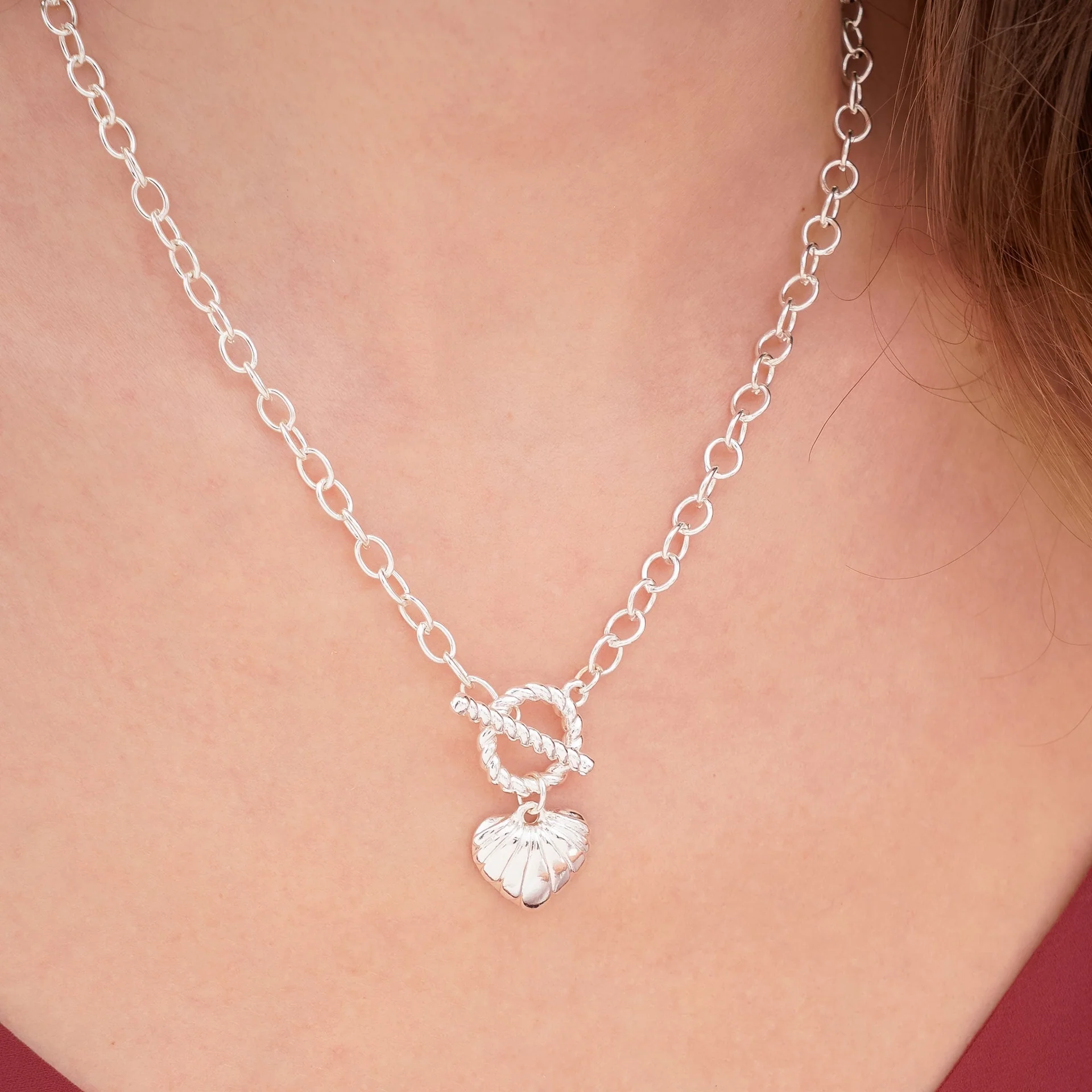 Collar Broche Corazón Plata