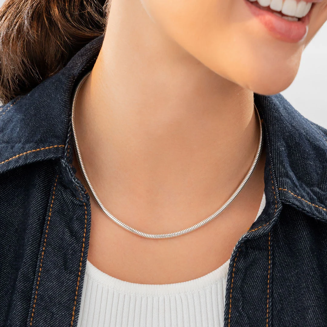 [321546] Collar Cadena Snake Plata