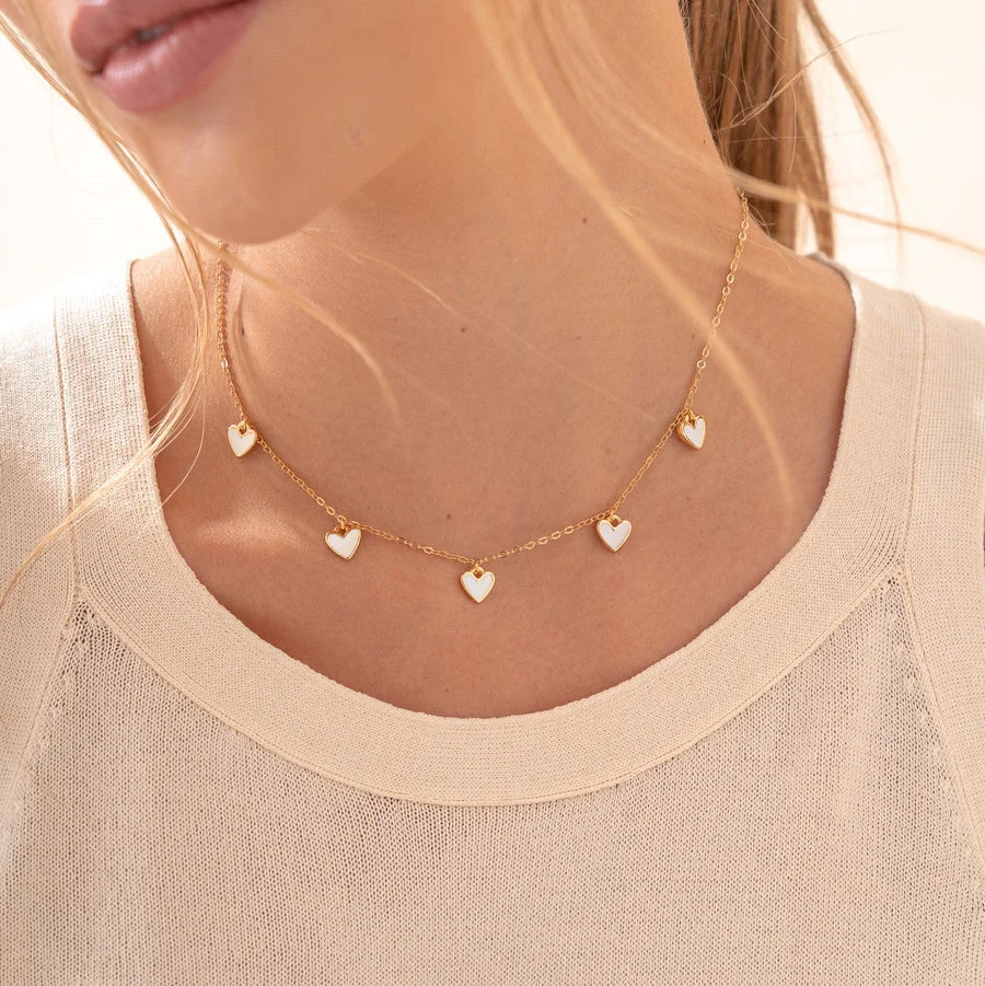 [32416] Cadena Multi Corazones Blanco